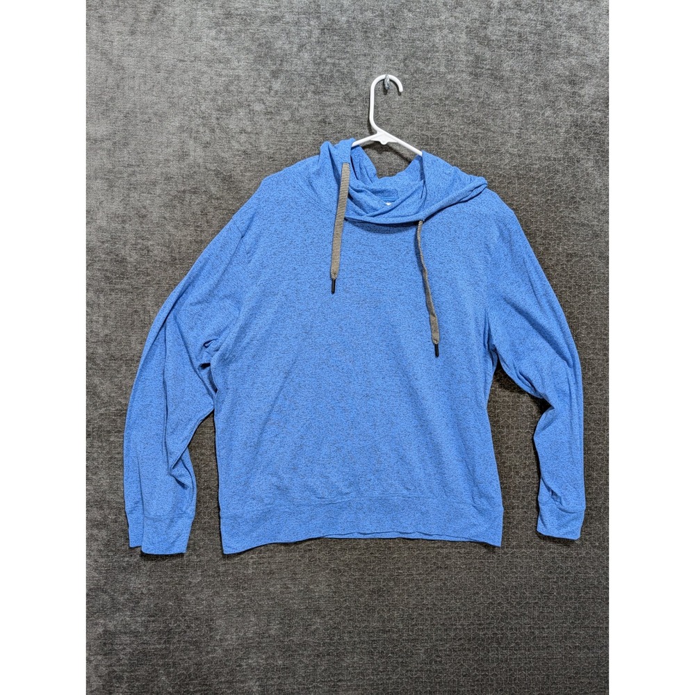 Albion Fit Blue Space Dye Cowl Neck Hoodie Pullover Womens XL Activewear 0941